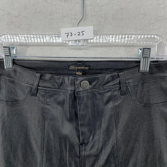 Shinestar Pants Women L Black Slim Stretch Tapered Ankle Career  Casual Button - Picture 10 of 10